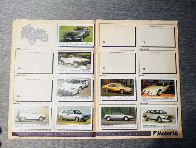 Álbum Coches Motor 16 Colección Cromos