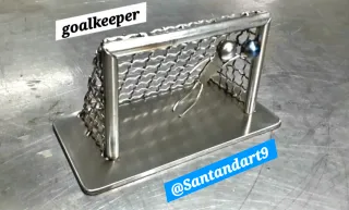 Figura portero fútbol acero inoxidable