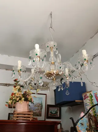 Lámpara Araña Cristal y Lágrimas Dorada