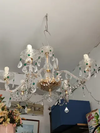 Lámpara Araña Cristal y Lágrimas Dorada