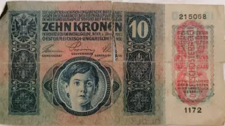Banconote antiche 10 Kronen Austria-Ungheria