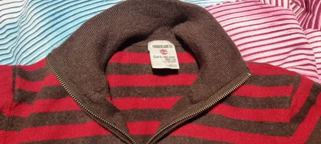 Maglia uomo Timberland lana righe rosse/grigie