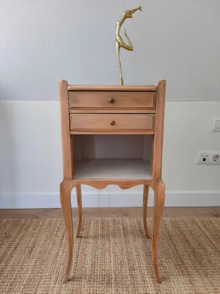 Mesita velador francesa madera y metal