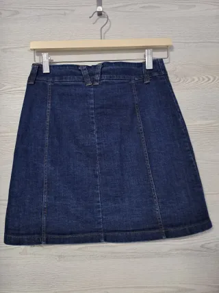 Falda Mino Vaquera Botones Azul