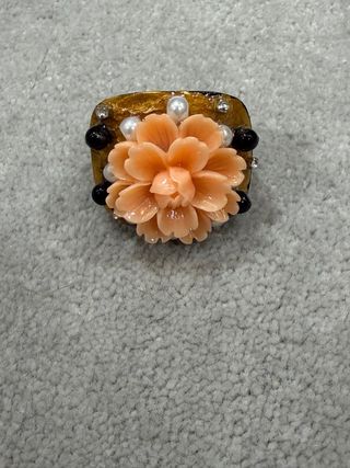 Anillo Flor Coral Dorado
