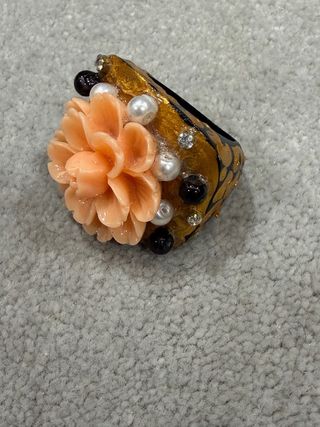 Anillo Flor Coral Dorado