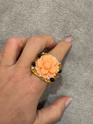 Anillo Flor Coral Dorado