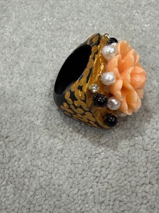 Anillo Flor Coral Dorado