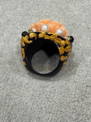 Anillo Flor Coral Dorado