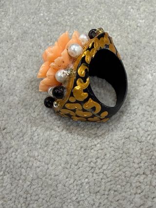 Anillo Flor Coral Dorado