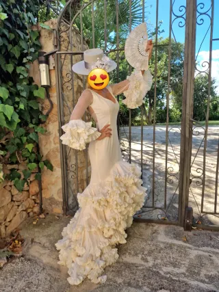 Vestido Flamenca/Novia Blanco roto