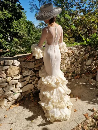 Vestido Flamenca/Novia Blanco roto