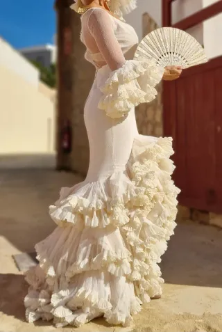 Vestido Flamenca/Novia Blanco roto