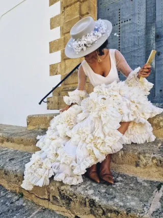 Vestido Flamenca/Novia Blanco roto