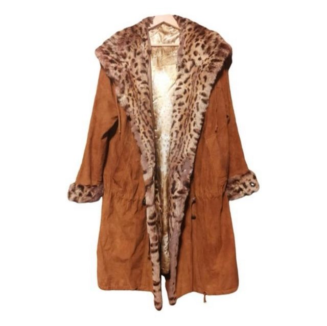 Parka camoscio con pelliccia