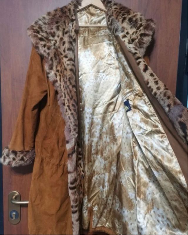 Parka camoscio con pelliccia