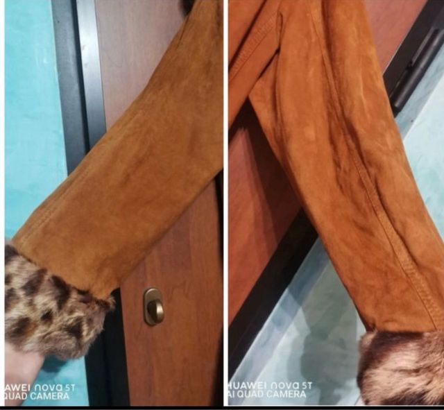 Parka camoscio con pelliccia