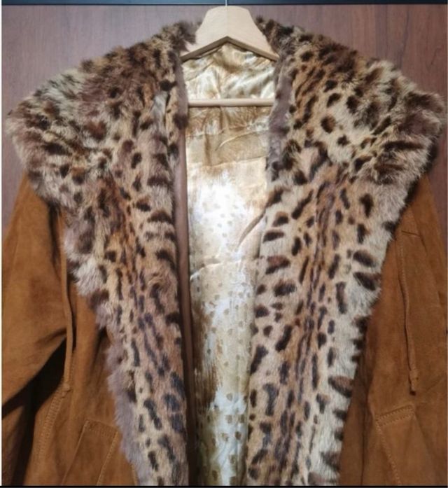 Parka camoscio con pelliccia