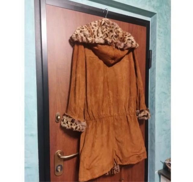 Parka camoscio con pelliccia