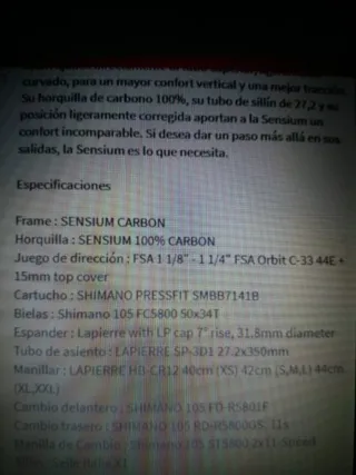 Bicicleta de carretera carbono Lapierre