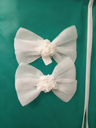 Pack 2 Lazos Blancos Seda Flores Mod. R7