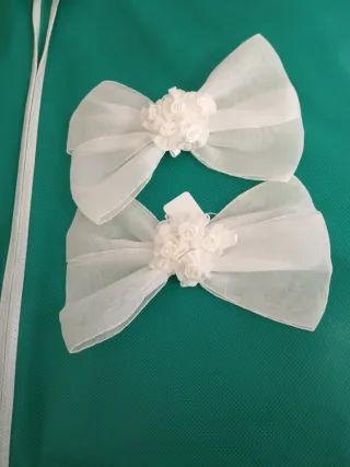 Pack 2 Lazos Blancos Seda Flores Mod. R7