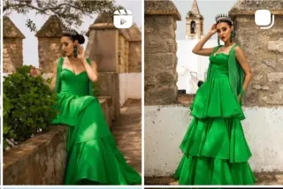 Vestido flamenco verde oscuro largo