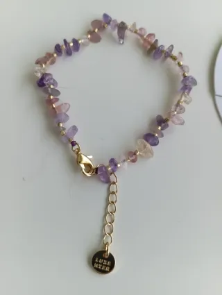 Pulsera Link&Love piedras rosas y moradas