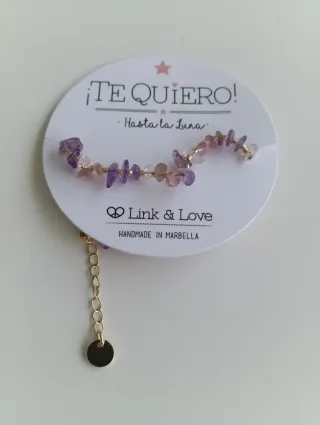 Pulsera Link&Love piedras rosas y moradas