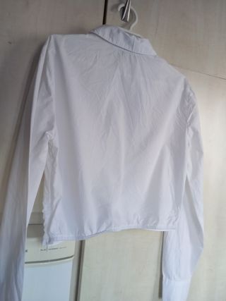 Camisa Crop Stradivarius Talla S Blanca