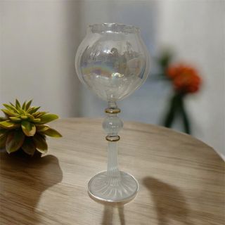 Calice vetro di Murano perlato con dettagli oro