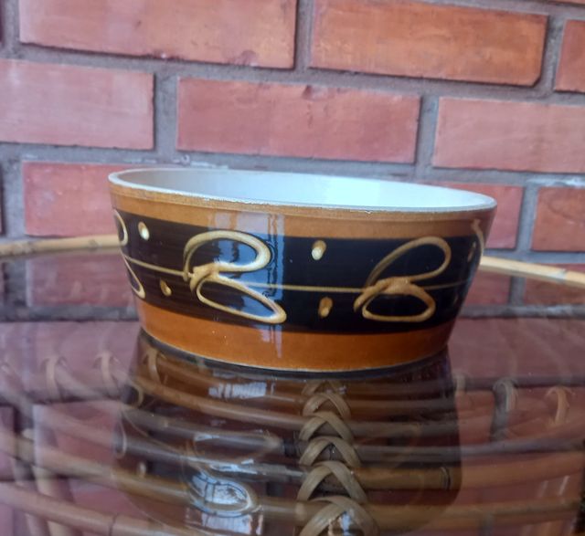 Ensaladera Cerámica Vintage Marrón y Negra