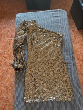 Vestido lentejuelas dorado y plateado