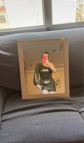 Vestido lentejuelas dorado y plateado