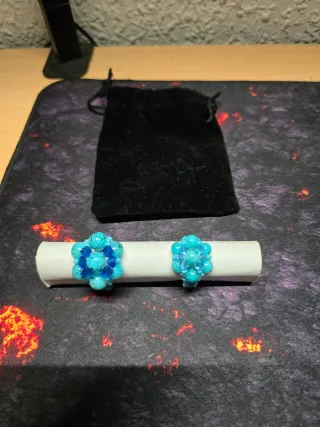 Anillos de bisutería flor azul