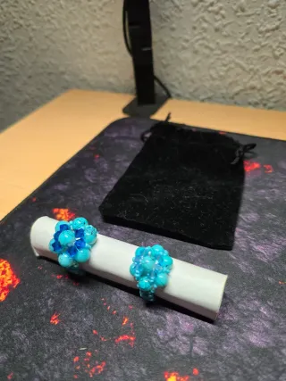 Anillos de bisutería flor azul