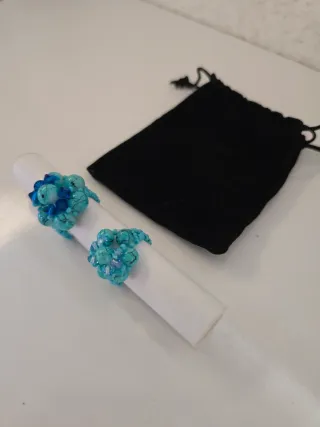 Anillos de bisutería flor azul