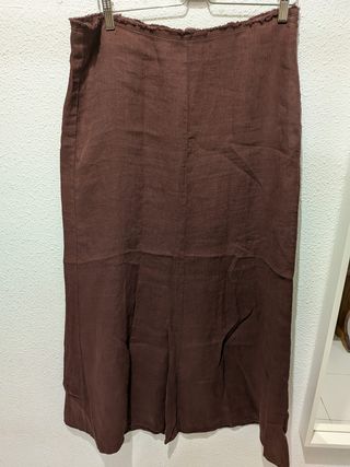 Falda Zara Lino Marrón Talla L
