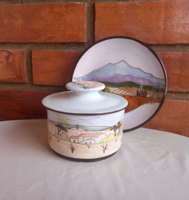 Plato y salsera cerámica vintage