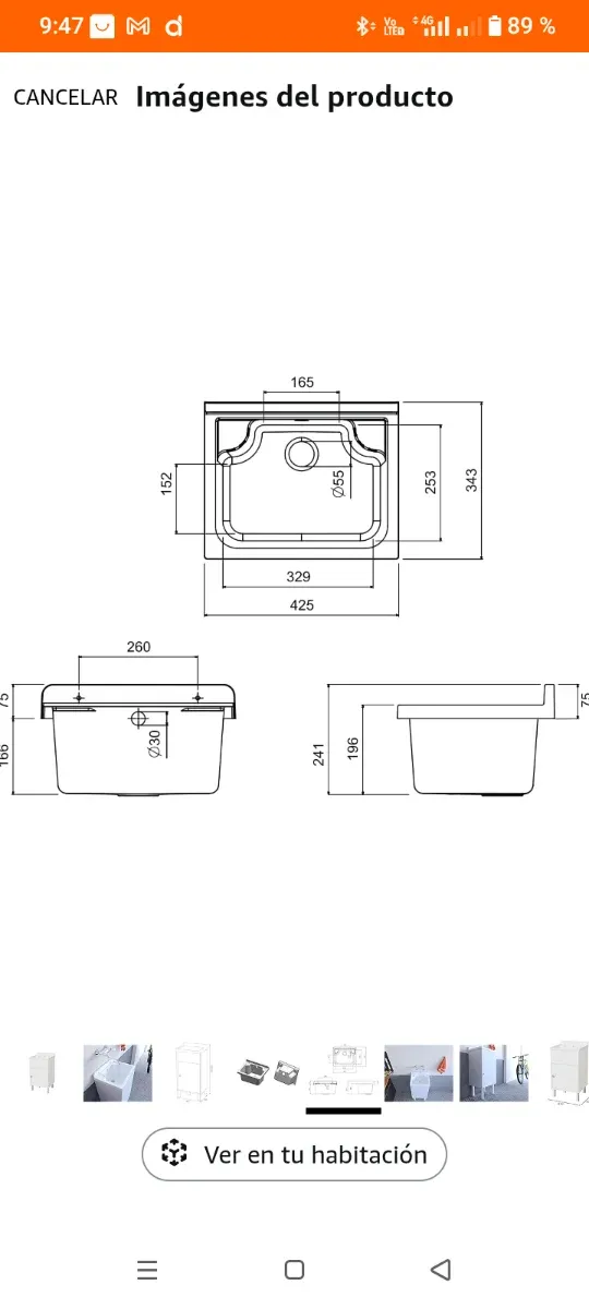 Mini lavandino in resina bianco