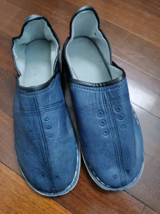 Zapatillas azules de cuero, unisex