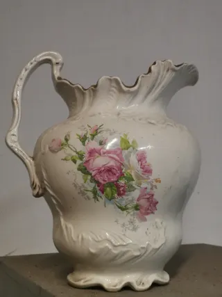 Jarra antigua loza inglesa floral