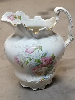 Jarra antigua loza inglesa floral