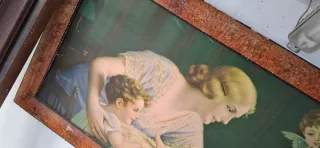 Antico quadro con angeli e bambini