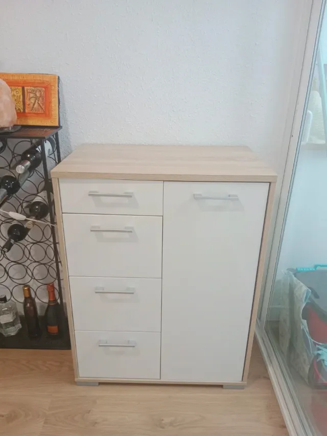 Mueble cajonera blanco y madera Medidas 92x70x43