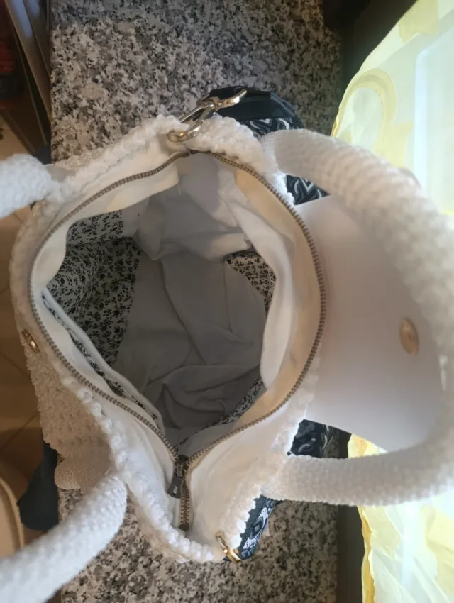 Borsa bianca handmade in cordino