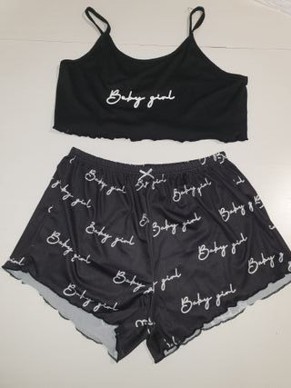 Pijama corto mujer negro talla M (SIN ESTRENAR)