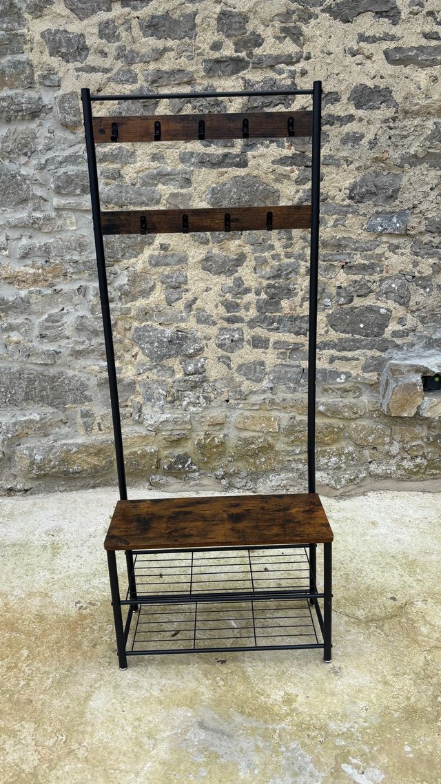 Perchero industrial madera y metal