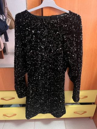 Vestido Mango lentejuelas negro NUEVO