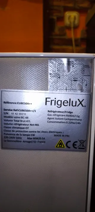 Mini frigorifero FrigeluX A++